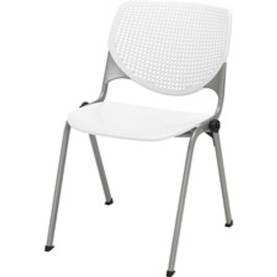KFI "2300" Series Stack Chair - White Seat Color - Polypropylene Seat Material - White Back Color - Polypropylene Back Material - Silver, Powder Coated Frame Color - Tubular Steel Frame Material - Four-legged Base - 1 Each