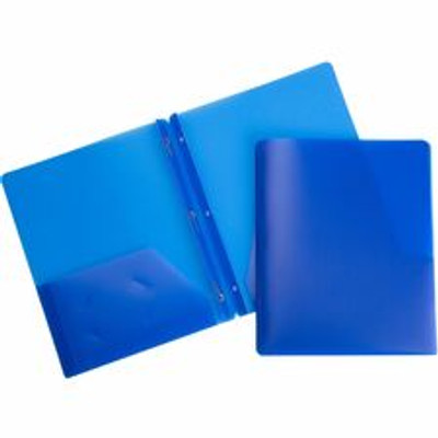Business Source Letter Portfolio - 8 1/2" x 11" - 50 Sheets Capacity - 3 x Prong Fastener(s) - 2 Pocket(s) - Blue - 1 Each
