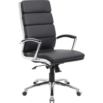 Boss Contemporary Executive Highback In Caressoft Plus - Black Seat Color - Vinyl Seat Material - Chrome, Black Frame Color - Chrome Frame Material - High Back - 5-star Base - Black - 1 Each