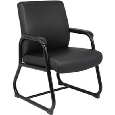 Boss Heavy Duty Guest Chair - Black Seat Color - Vinyl Seat Material - Black Frame Color - Metal Frame Material - Sled Base - Black - 1 Each