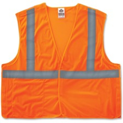 Ergodyne Orange Econo Breakaway Vest - Small/Medium - Orange - Reflective, Machine Washable, Lightweight, Hook & Loop Closure, Pocket - 1 Each