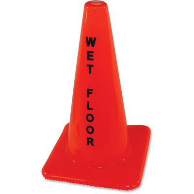 Impact Wet Floor Orange Safety Cone - English - Print/Message "Wet Floor" - 10.7" Width x 18.1" Height - Cone Shape - Heavy Duty - Vinyl - Orange - 1 Each