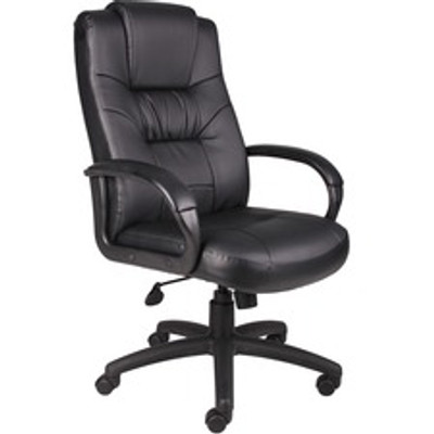 Boss B7501 Executive Chair - Black Seat Color - LeatherPlus Seat Material - Black Back Color - Leather Back Material - Black Frame Color - Nylon Frame Material - 5-star Base - 1 Each