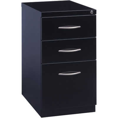 Lorell Premium Box/Box/File Mobile File Cabinet with Arch Pull - 15" Width x 22.9" Depth x 27.7" Height - 3 x Drawer(s) for Box, File - Letter - Ball-bearing Suspension, Drawer Extension, Durable, Pencil Tray - Black - Steel - Recycled