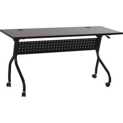 Lorell Flip Top Training Table - Rectangle Top - Four Leg Base - 4 Legs - 60" Table Top Width x 23.50" Table Top Depth - 29.50" Height x 59" Width x 23.63" Depth - Assembly Required - Espresso, Black - Melamine, Nylon - 1 Each