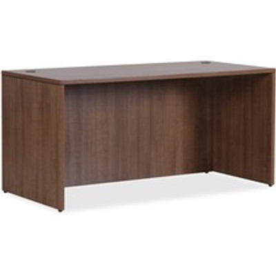 Lorell Essentials Series Rectangular Desk Shell - x 1" Thickness Top, 29.5" Height x 59" Width x 29.5" Depth Desk - Finish: Walnut Laminate - Lockable, Grommet, Modesty Panel, Adjustable Feet - For Office - 1 Each