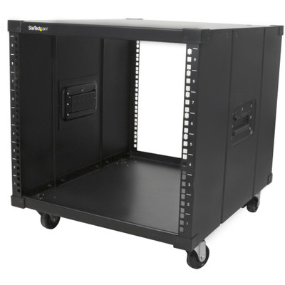 StarTech.com Portable Server Rack with Handles - 9U - For Server, LAN Switch, Patch Panel - 9U Rack Height x 19" Rack Width x 23" Rack Depth - Floor Standing Open Frame - Black - Steel - 220.60 lb Static/Stationary Weight Capacity - TAA Compliant