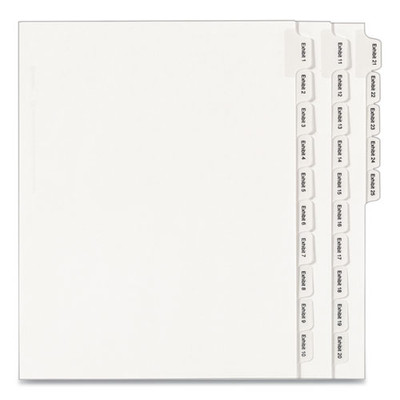 Preprinted Legal Exhibit Side Tab Index Dividers, Allstate Style, 25-tab, Exhibit 1 To Exhibit 25, 11 X 8.5, White, 1 Set