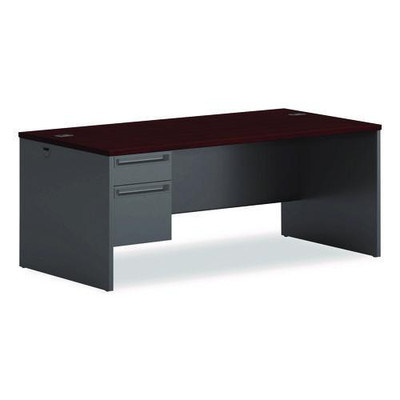 38000 Series Left Pedestal Desk, 72" X 36" X 29.5", Mahogany/charcoal