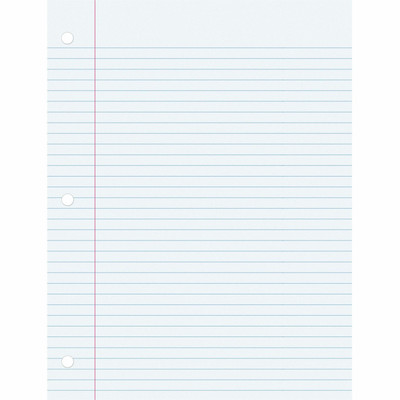 Pacon College Ruled Filler Paper - 100 Sheets - College Ruled Front Ruling - 0.28" Ruled - Red Margin - 3 Hole(s) - 8" x 10 1/2" Sheet Size - White Paper - Smooth, Punched - 100 / Pack