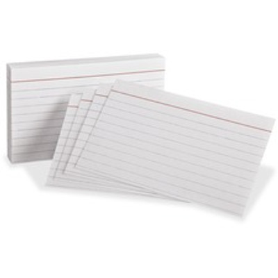 Oxford Red Margin Ruled Index Cards - Front Ruling Surface - Ruled Front Ruling - 3" x 5" Sheet Size - White Paper - 300 / Pack