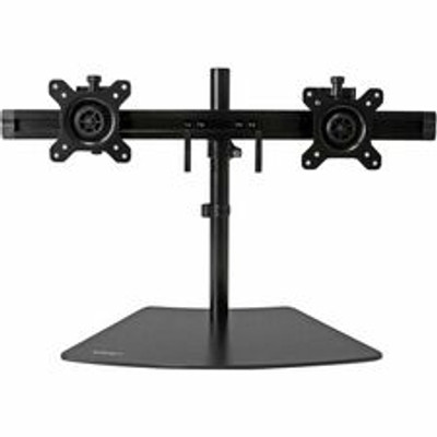 StarTech.com Dual-Monitor Stand - Horizontal - Black - Up to 24" Screen Support - 35.27 lb Load Capacity - 16.10" Height x 37.40" Width - Tabletop, Desktop - Aluminum, Steel, Plastic - Black