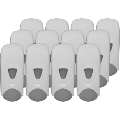 Genuine Joe 1000ml Liquid Soap Dispenser - Manual - 1.06 quart Capacity - Refillable, Site Window, Durable - White, Gray - 12 / Carton