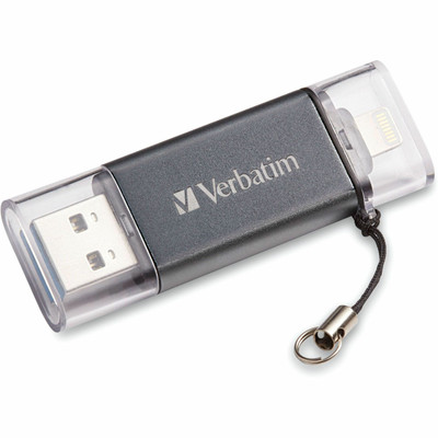Verbatim 16GB Store 'n' Go Dual Flash Drive - 16 GB - USB 3.2 (Gen 1) Type A, Lightning - Graphite - Lifetime Warranty - 1 Each