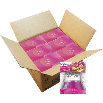 Bright Air Fresh Peach Scented Oil Air Freshener - Oil - 2.5 fl oz (0.1 quart) - Fresh Petals & Peach - 45 Day - Long Lasting - 6 / Carton