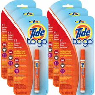 Tide to-go Stain Remover Pen - 0.3 fl oz (0 quart) - Recommended For: Stain Remover - Machine Washable, Phosphate-free - Orange - 6 / Carton