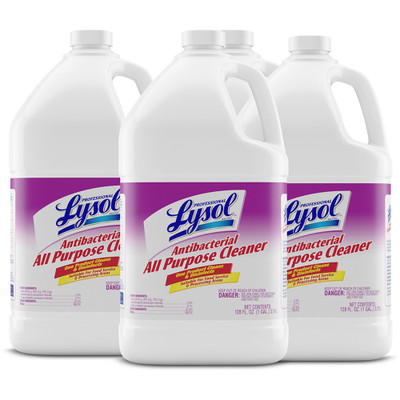 Professional Lysol Antibacterial All Purpose Cleaner - Concentrate - 128 fl oz (4 quart) - Heavy Duty, Anti-bacterial, Disinfectant - Clear/Fluorescent Green - 4 / Carton