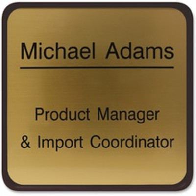 Xstamper Designer Framed Wall/Door Sign - 6" Holding Width x 6" Holding Height - Square Shape - Wall, Door - Rounded Corner - Plastic - Brown - 1 Each