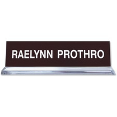 Xstamper Acrylic Base Desk Sign - 8" Holding Width x 2" Holding Height - Rectangular Shape - Double Sided - Durable - Acrylic, Plastic - Clear - 1 Each