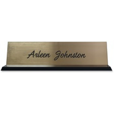 Xstamper Acrylic Base Desk Sign - 8" Holding Width x 2" Holding Height - Rectangular Shape - Double Sided - Durable - Acrylic, Plastic - Black - 1 Each