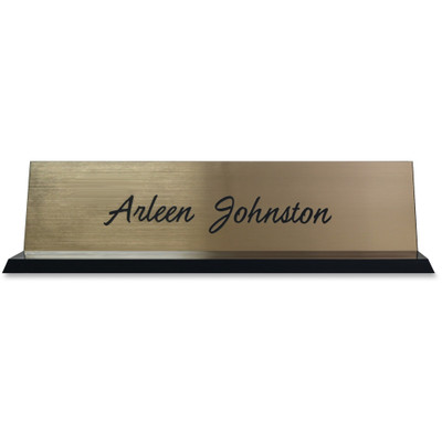 Xstamper Acrylic Base Desk Sign - 8" Holding Width x 2" Holding Height - Rectangular Shape - Double Sided - Durable - Acrylic, Plastic - Black - 1 Each