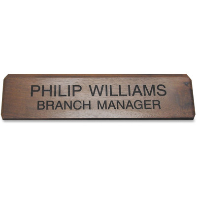 Xstamper Engraved Walnut Desk Sign - 10" Width x 2" Height - Engraved - Walnut Wood - 1 Each