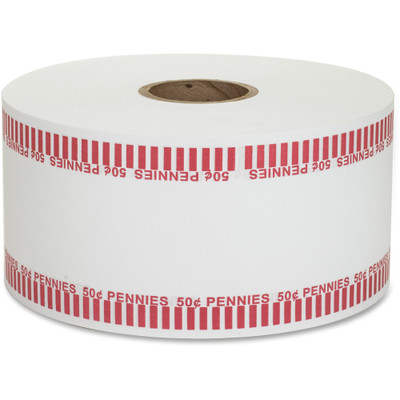 PAP-R Color-coded Coin Machine Wrappers - 1000 ft Length - 1900 Wrap(s) - Total $0.50 in 50 Coins of 1¢ Denomination - 15 lb Basis Weight - Kraft - Red, White - 1900 / Roll