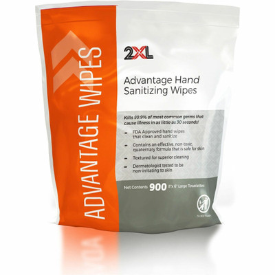 2XL Advantage Sanitizing Wipes - 6" Width x 8" Length - White - 900/Roll - 1 Roll