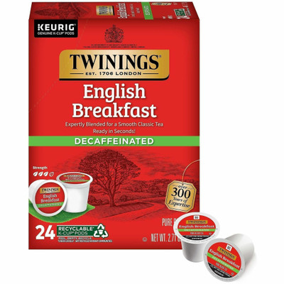 Twinings of London Decaf English Breakfast Black Tea K-Cup - Black Tea - 24 / Box