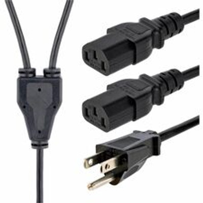 StarTech.com Computer Power Cord - NEMA 5-15P to 2x C13 - 10 ft. - For Monitor, Computer, Scanner, Printer - 125 V AC / 10 A - Black - 9.84 ft Cord Length - NEMA 5-15P / IEC 60320 C13 - 1 Each