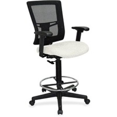 Lorell Mesh Back Drafting Stool - Dillon Snow Seat Color - Vinyl Seat Material - Black Back Color - Mesh Back Material - Black Frame Color - Mid Back - 5-star Base - Snow - Armrest - 1 Each
