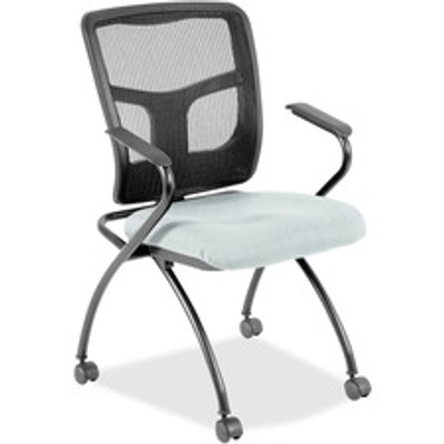 Lorell Mesh Back Nesting Training/Guest Chairs - Castillo Breezy Seat Color - Vinyl Seat Material - Black Back Color - Mesh Back Material - Gray Frame Color - Powder Coated Metal Frame Material - Four-legged Base - Armrest - 2 / Carton