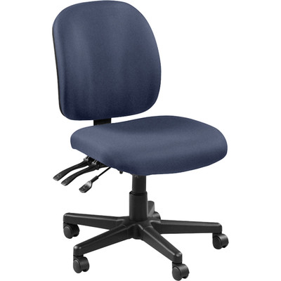 Lorell Mid-back Armless Task Chair - Vinyl Seat Material - Fabric Back Material - Mid Back - 5-star Base - Blue, Ocean - 1 Each