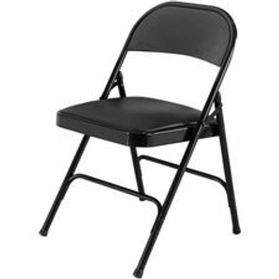 Lorell Padded Seat Folding Chairs - Vinyl Seat Material - Powder Coated Frame Color - Steel Frame Material - 4 / Carton