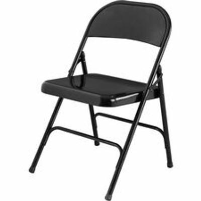 Lorell Folding Chairs - Powder Coated Frame Color - Steel Frame Material - Black - 4 / Carton