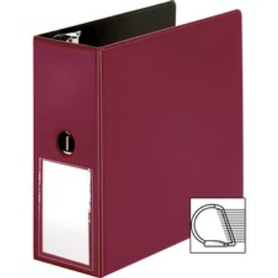 Business Source 5" D-Ring Binder - 5" Binder Capacity - 1050 Sheet Capacity - Fastener(s): Slant D-Ring - Pocket(s): Internal - Burgundy - Transparent, Lay Flat, Label Holder, Spine - 1 Each