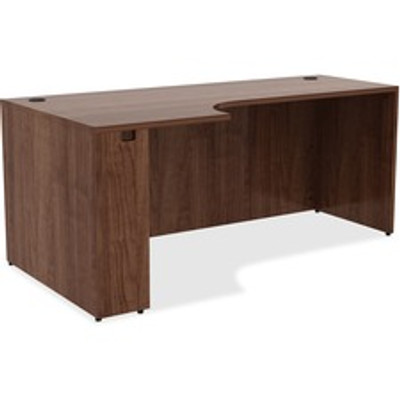 Lorell Essentials Series Left Corner Credenza - 29.5" Height x 72" Width x 36" Depth - Material: Metal - Finish: Walnut Laminate - Adjustable Glide, Lockable, Floor Glide - For Office - 1 Each