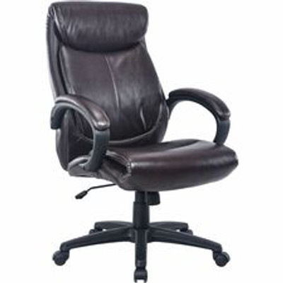 Lorell Executive High-Back Office Chair - Brown Seat Color - Bonded Leather Seat Material - Brown Back Color - Bonded Leather Back Material - High Back - 1 Each