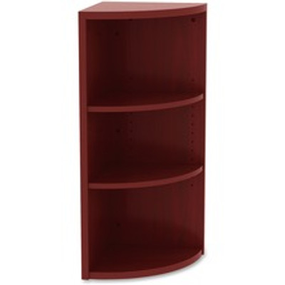 Lorell Essentials Series Hutch End Corner Bookcase - 36" Height x 14.80" Width x 14.80" Depth - Floor - Mahogany - Laminate, Polyvinyl Chloride (PVC) - 1 Each