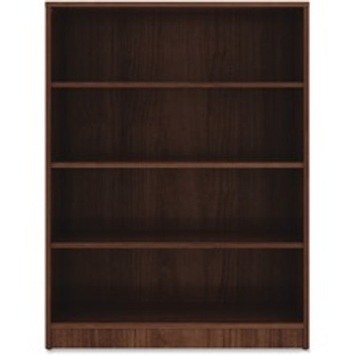 Lorell Laminate Bookcase - 4 Shelf(ves) - 48" Height x 36" Width x 12" Depth - Sturdy, Adjustable Feet, Adjustable Shelf, Square Corner - Thermofused Laminate (TFL) - Walnut - Laminate - 1 Each