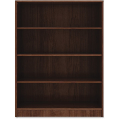Lorell Laminate Bookcase - 4 Shelf(ves) - 48" Height x 36" Width x 12" Depth - Sturdy, Adjustable Feet, Adjustable Shelf, Square Corner - Thermofused Laminate (TFL) - Walnut - Laminate - 1 Each