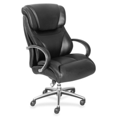 La-Z-Boy Executive Chair - Faux Leather Seat Material - Faux Leather Back Material - Mid Back - Black - 1 Each