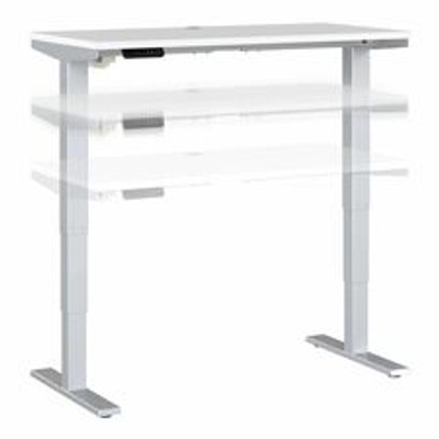 Bush Business Furniture Move 40 Series 48w X 24d Electric Height Adjustable Standing Desk - White Rectangle Top - Silver T-shaped Base - 2 Legs - 176 lb Capacity - Height Adjustable - 24" to 48" Adjustment - 47.60" Table Top Width x 23.35" Table T...