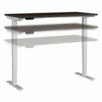 Bush Business Furniture Move 40 Series 60w X 30d Electric Height Adjustable Standing Desk - Mocha Cherry Rectangle Top - Silver T-shaped Base - 176 lb Capacity - Height Adjustable - 28.17" to 48.24" Adjustment - 59.45" Table Top Width x 29.37" Tab...