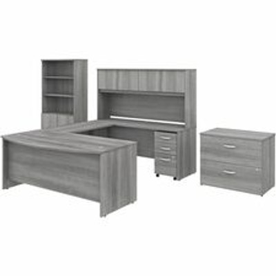 Bush Business Furniture Studio C Desk/Hutch/Bookcase/File Cabinet - x 72" Width x 36" Depth Front Desk, x 72" Width x 24" Depth Credenza Desk, x 42" Width Return, x 72" Width Hutch, x 36" Width File Cabinet, x 36" Width Bookcase - 5 x File, Box Dr...