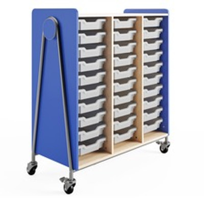 Safco Whiffle Typical Triple Rolling Storage Cart - 330 lb Load Capacity - 4 Casters - 3" Caster Size - Laminate, Particleboard, Polyvinyl Chloride (PVC), Metal, Thermofused Laminate (TFL) - 43.25" Width x 19.75" Depth x 48" Height - Steel Frame -...
