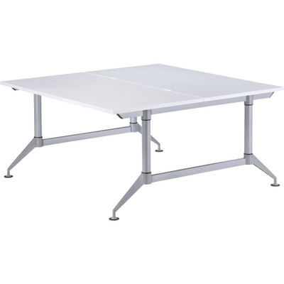 Safco EVEN Dual-Sided Workstation - Designer White Rectangle Top - Powder Coated Silver Base - 4 Legs - 200 lb Capacity - 48" Table Top Length x 60" Table Top Width x 1" Table Top Thickness - 29" Height - Assembly Required - Thermofused Laminate (...