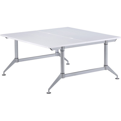 Safco EVEN Dual-Sided Workstation - Designer White Rectangle Top - Powder Coated Silver Base - 4 Legs - 200 lb Capacity - 48" Table Top Length x 72" Table Top Width x 1" Table Top Thickness - 29" Height - Assembly Required - Thermofused Laminate (...