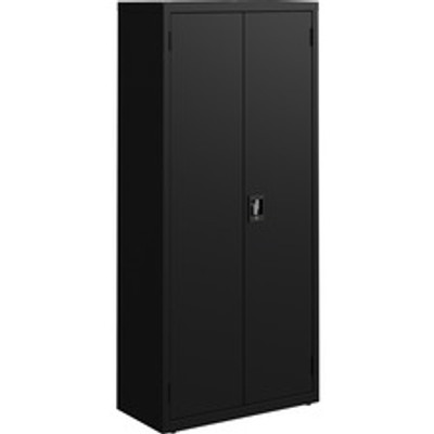 Lorell Fortress Series Slimline Storage Cabinet - 30" Width x 15" Depth x 66" Height - 4 x Shelf(ves) - 720 lb Load Capacity - Durable, Welded, Nonporous Surface, Recessed Handle, Removable Lock, Locking System - Black - Baked Enamel - Steel - Rec...