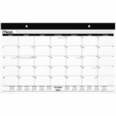 Cambridge Basic 2025-2026 Monthly Desk Pad Calendar, Compact, 17 3/4" x 11" - Monthly - 15 Month - October 2025 to December 2026 - 1 Month Single Page Layout - 17 3/4" x 11" Sheet Size - White Sheet - Headband - Desk Pad - Black, White - Paper - C...